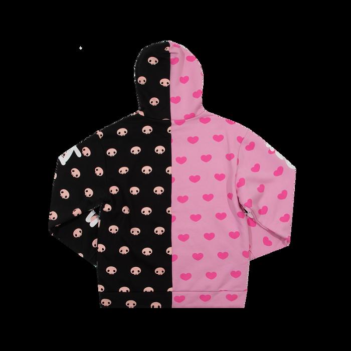 Hello Kitty My Melody & Kuromi Split Pullover Hoodie Rosas Negras | CL_HK24038