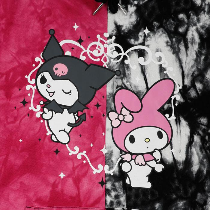 Hello Kitty My Melody & Kuromi x Dumbgood Tie Dye Split Hoodie Rojas Negras | CL_HK90986