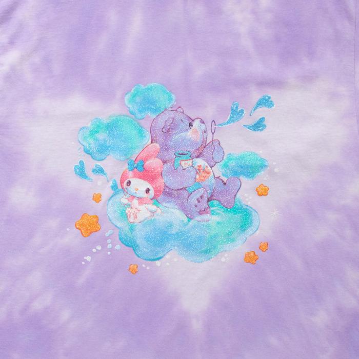 Hello Kitty My Melody x Care Bears Tie-Dye Glitter Tee Lavanda | CL_HK45326