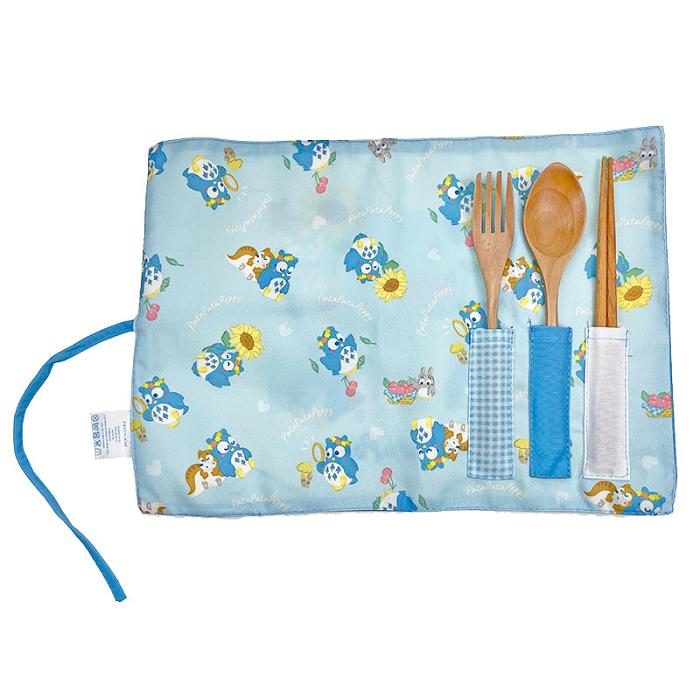 Hello Kitty PataPataPeppy Wooden Travel Cutlery Set (Flower Power Series) Azules | CL_HK81489