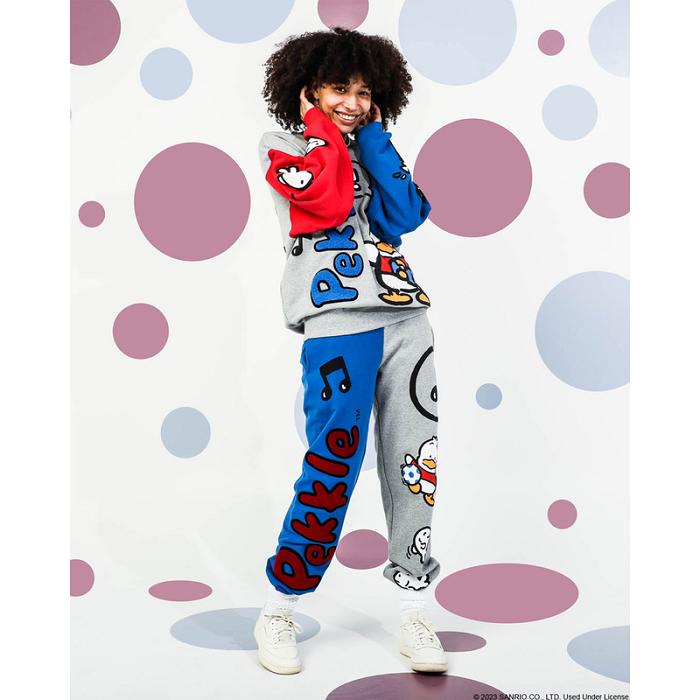 Hello Kitty Pekkle x Dumbgood Puff Print Sweatpants Gris Azules | CL_HK99645