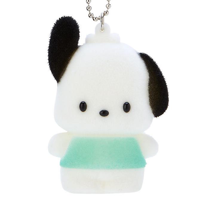 Hello Kitty Pochacco Flocked Keychain Mascot Blancas Verde | CL_HK93004