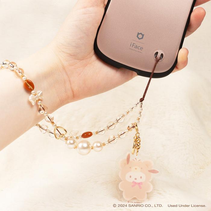 Hello Kitty Pochacco Latte Bear Beaded Charm Mobile Phone Wrist Strap Creme | CL_HK91124