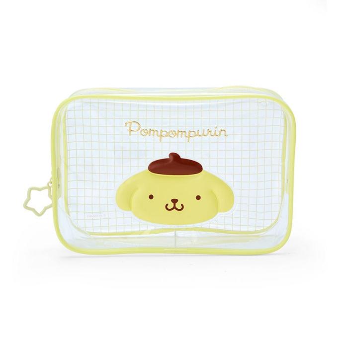 Hello Kitty Pompompurin Clear Grid Zipper Pouch Amarillo | CL_HK83751