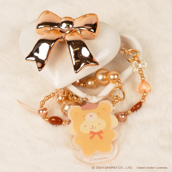 Hello Kitty Pompompurin Latte Bear Beaded Charm Mobile Phone Wrist Strap Doradas | CL_HK87297