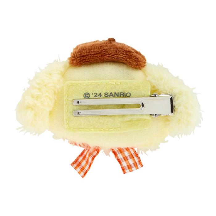 Hello Kitty Pompompurin Plush Hair Clip (Gingham Bow) Amarillo | CL_HK41957