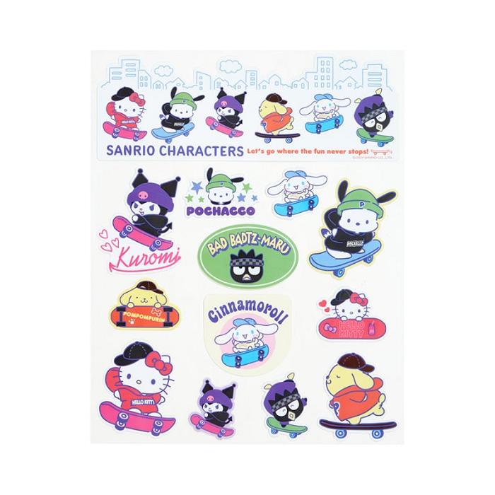 Hello Kitty Sanrio Characters 13-pc Sticker Sheet (Sk8r Squad Series) Multicolor | CL_HK47410