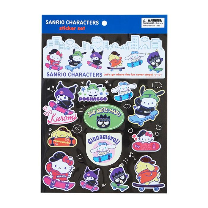 Hello Kitty Sanrio Characters 13-pc Sticker Sheet (Sk8r Squad Series) Multicolor | CL_HK47410