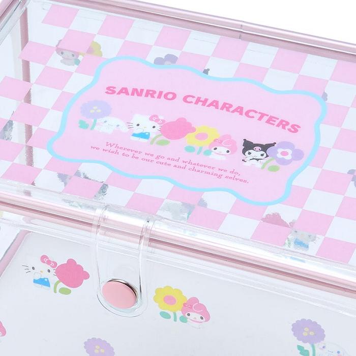 Hello Kitty Sanrio Characters Clear Storage Case (Pastel Check Series) Rosas | CL_HK99458