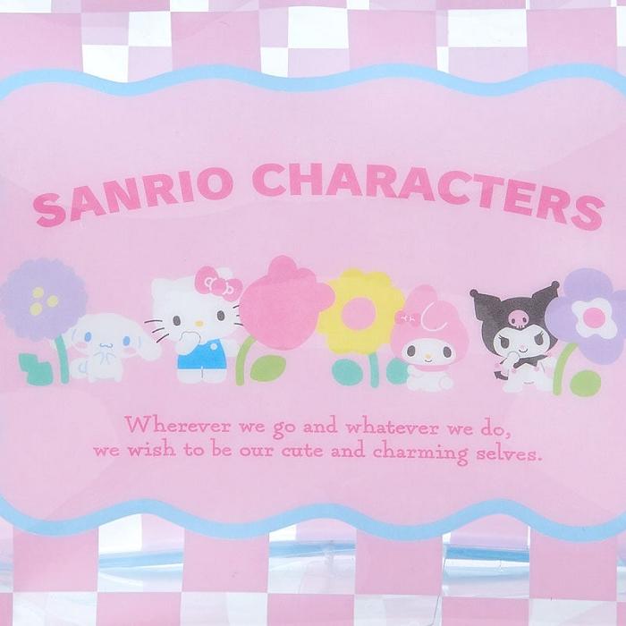 Hello Kitty Sanrio Characters Clear Zipper (Pastel Check Series) Rosas | CL_HK97800