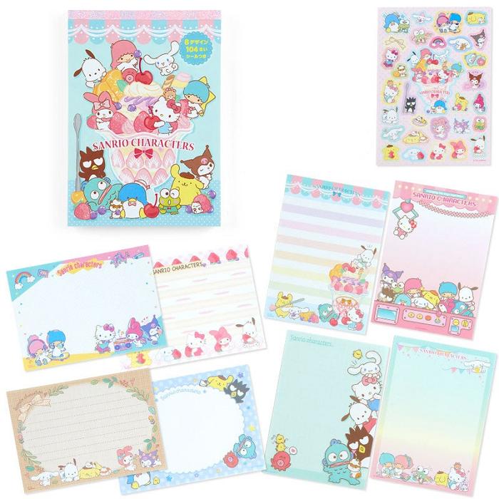 Hello Kitty Sanrio Characters Memo Pad & Sticker Set Azules | CL_HK61923